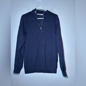 Orlebar Brown 1/4 Qaurter Zip Navy Merino Wool Pullover Sweater